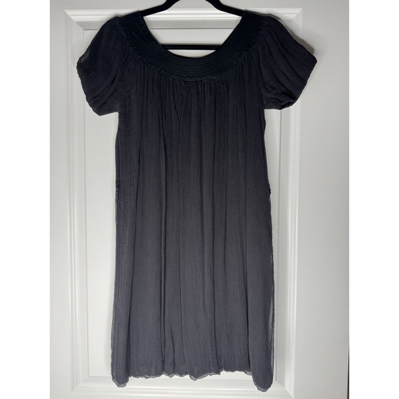 Catherine Malandrino Silk Bubble Hem Mini Dress Charcoal Gray Size 4 - Picture 2 of 9